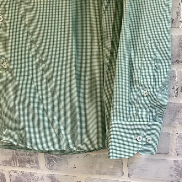 Monza Rosso Milano Tailored Fit Men Button Front L/S Check Green Plaid Shirt L - Picture 7 of 9